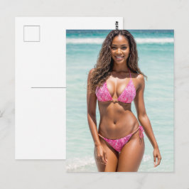 Afro-Amerikaanse badpak model glimlachen Briefkaart