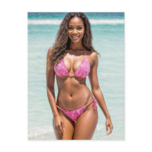 Afro-Amerikaanse badpak model glimlachen