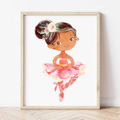 Afro-Amerikaanse Ballerina, Bloemen, Meisjeskweker Muurkunst Sets