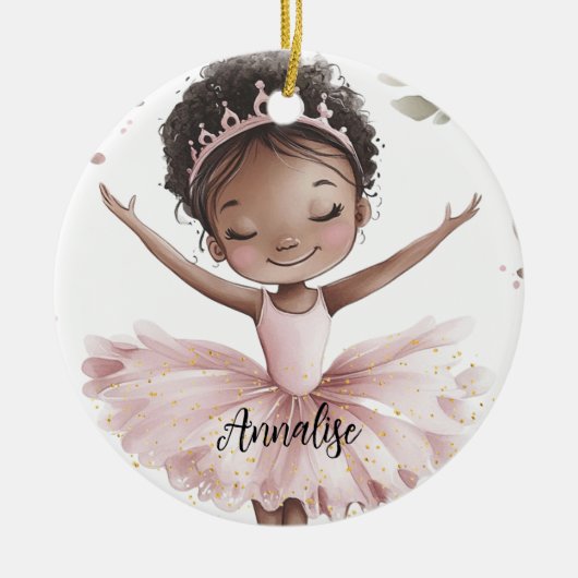 Afro-Amerikaanse Ballerina Ceramic Ornament (Voorkant)