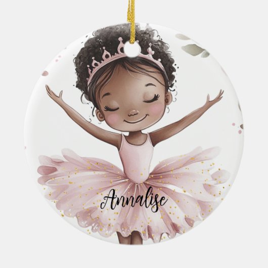 Afro-Amerikaanse Ballerina Ceramic Ornament (Achterkant)