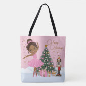 Afro-Amerikaanse Ballerina Christmas Canvas tas (Voorkant)