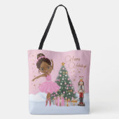 Afro-Amerikaanse Ballerina Christmas Canvas tas (Achterkant)