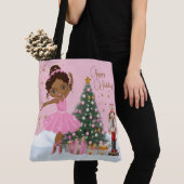 Afro-Amerikaanse Ballerina Christmas Canvas tas (Dichtbij)