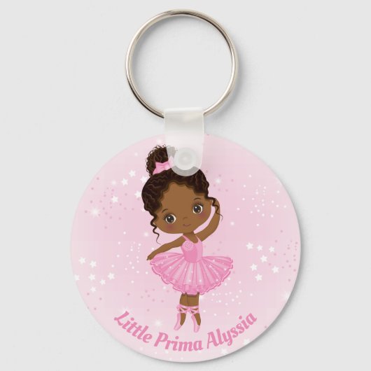 Afro-Amerikaanse Ballerina Gepersonaliseerde Sleut Sleutelhanger (Voorkant)