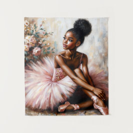 Afro-Amerikaanse ballerina in het roze Wandkleed