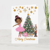 Afro-Amerikaanse ballerina kerst Wenskaart Kaart (Voorkant)