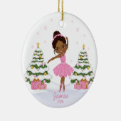 Afro-Amerikaanse ballerina kerstversiering Keramisch Ornament (Rechts)