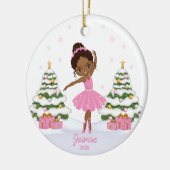 Afro-Amerikaanse ballerina kerstversiering Keramisch Ornament (Links)