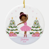 Afro-Amerikaanse ballerina kerstversiering Keramisch Ornament (Achterkant)