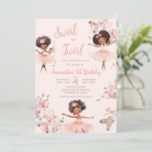 Afro-Amerikaanse ballerina meisje tutu verjaardag Kaart (Staand voorkant)