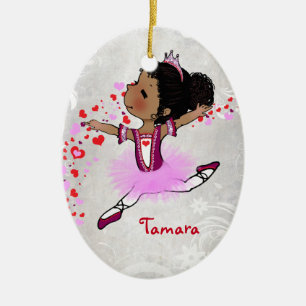 Afro-Amerikaanse Ballerina Persoonlijke Kerstmis Keramisch Ornament