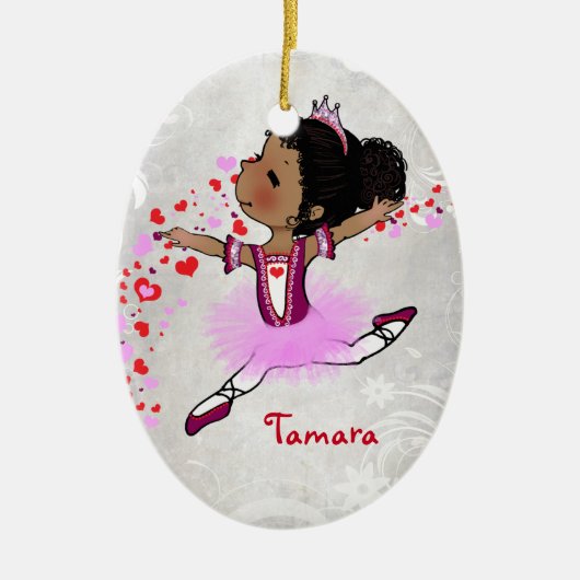 Afro-Amerikaanse Ballerina Persoonlijke Kerstmis Keramisch Ornament (Voorkant)