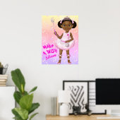 Afro-Amerikaanse ballerina prinses Poster (Thuiskantoor)