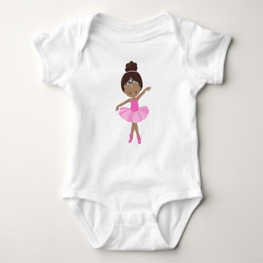 Afro-Amerikaanse ballerina, roze tutu, balletmeisj Romper (Voorkant)