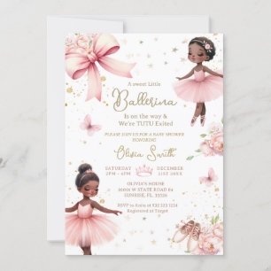 Afro-Amerikaanse ballerina TuTu Baby shower Kaart