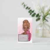 Afro-Amerikaanse bazin blogger QR-code Visitekaartje (Staand voorkant)