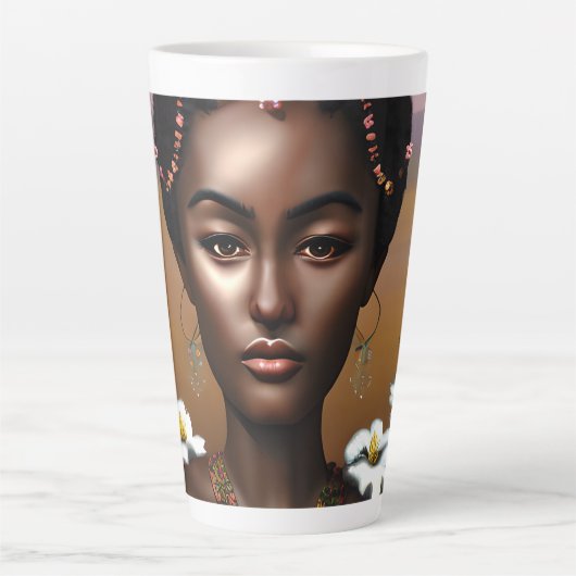 Afro-Amerikaanse Beauty AI Art Latte Mok (Voorkant)