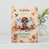 Afro-Amerikaanse betoverde fee verjaardagsfeest Kaart (Staand voorkant)