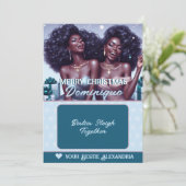 Afro-Amerikaanse BFF Christmas Gift Kaart Houder (Staand voorkant)