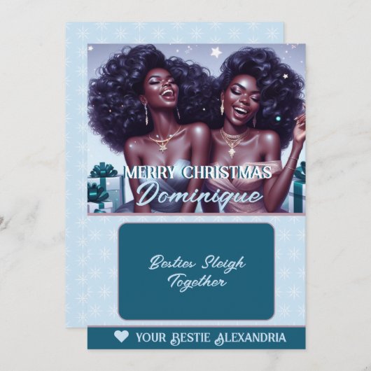 Afro-Amerikaanse BFF Christmas Gift Kaart Houder (Voorkant / Achterkant)