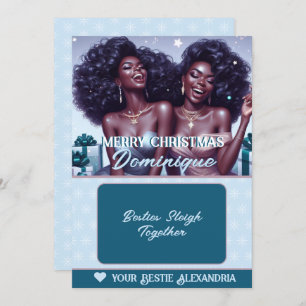 Afro-Amerikaanse BFF Christmas Gift Kaart Houder