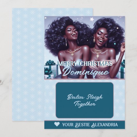 Afro-Amerikaanse BFF Kerstcadeaukaarthouder Kaart (Voorkant / Achterkant)