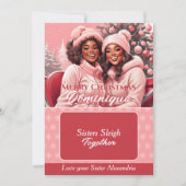 Afro-Amerikaanse BFFs Kerst Gift Kaart Houder (Voorkant)