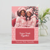Afro-Amerikaanse BFFs Kerst Gift Kaart Houder (Staand voorkant)