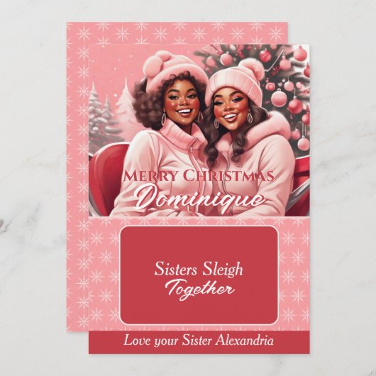 Afro-Amerikaanse BFFs Kerst Gift Kaart Houder (Voorkant / Achterkant)