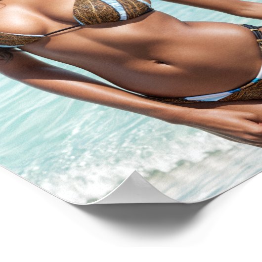 Afro-Amerikaanse bikini model bruin zwempak Poster (Hoek)