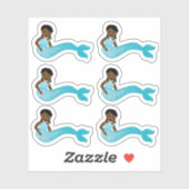 Afro-Amerikaanse Blauwe Zeemeermin Sticker (Vel)