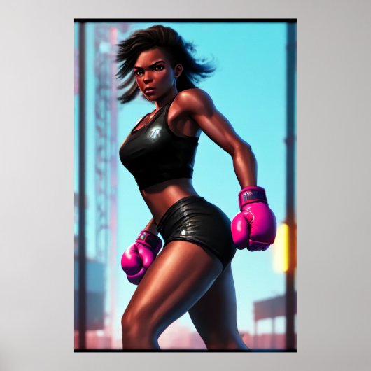 Afro-Amerikaanse bokser | AI Art Poster (Voorkant)