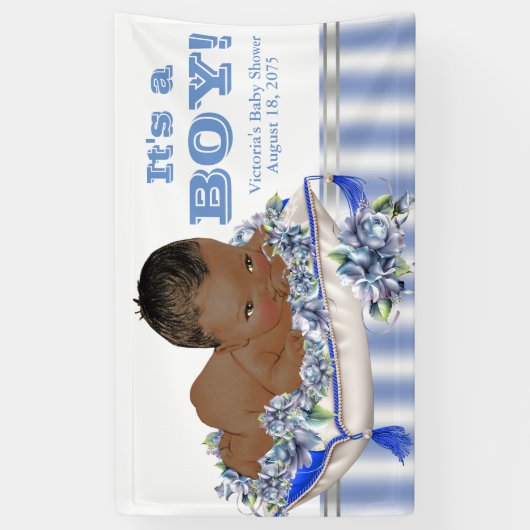 Afro-Amerikaanse Boy Baby shower Banner (Verticaal)