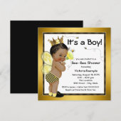 Afro-Amerikaanse Boy Bee Baby shower Kaart (Voorkant / Achterkant)