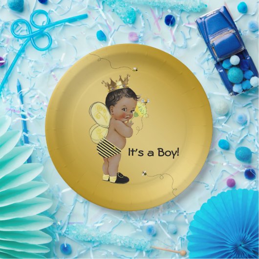 Afro-Amerikaanse Boy Bee Baby shower Papieren Bordje (Feest)