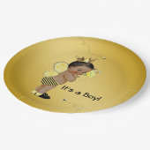 Afro-Amerikaanse Boy Bee Baby shower Papieren Bordje (Gekanteld)