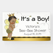 Afro-Amerikaanse Boy Bee Baby shower Spandoek (Horizontaal)