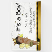 Afro-Amerikaanse Boy Bee Baby shower Spandoek (Verticaal)