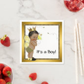 Afro-Amerikaanse Boy Bumble Bee Baby shower Servet (Insitu)