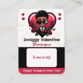 Afro-Amerikaanse Boy Classroom Valentijn Snoep Informatiekaartje (Voorkant)