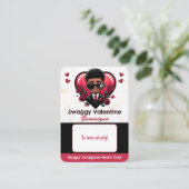 Afro-Amerikaanse Boy Classroom Valentijn Snoep Informatiekaartje (Staand voorkant)