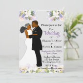 Afro-Amerikaanse bruid & bruidegom bloemachtige tr Kaart (Staand voorkant)