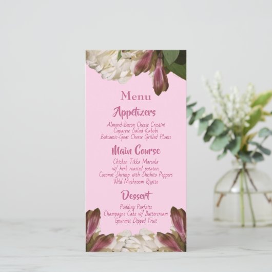 Afro-Amerikaanse bruid & bruidegom roze menu's (Staand voorkant)