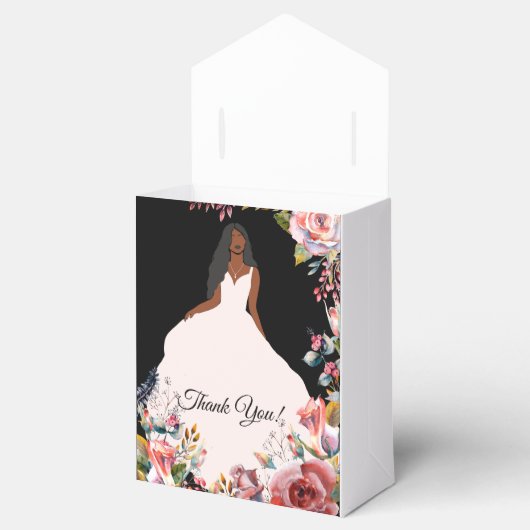 Afro-Amerikaanse bruid Vrijgezellenfeest Favor Box Bedankdoosjes (Geopend)