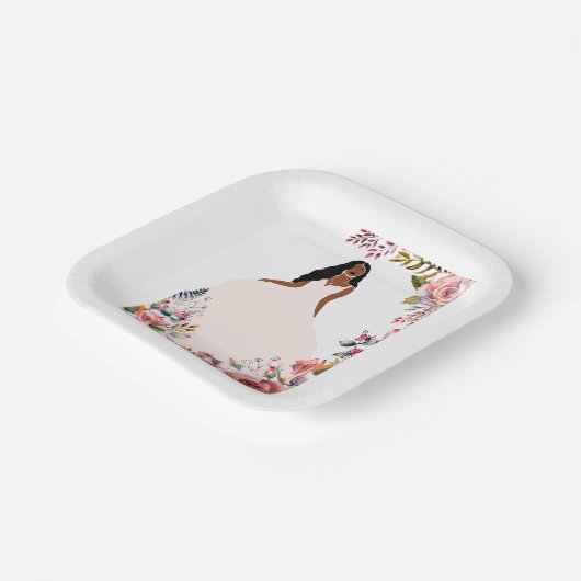 Afro-Amerikaanse bruid Vrijgezellenfeest papier bo Papieren Bordje (Gebogen)