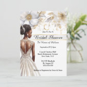 Afro-Amerikaanse bruid witgouden bloemen bruids Kaart (Staand voorkant)
