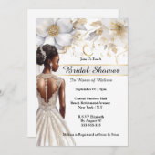 Afro-Amerikaanse bruid witgouden bloemen bruids Kaart (Voorkant / Achterkant)