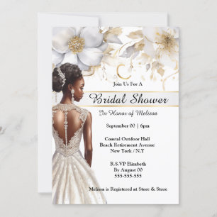 Afro-Amerikaanse bruid witgouden bloemen bruids Kaart