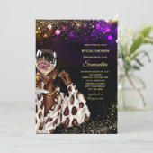 Afro-Amerikaanse Bruidsbad Uitnodigingen (Staand voorkant)